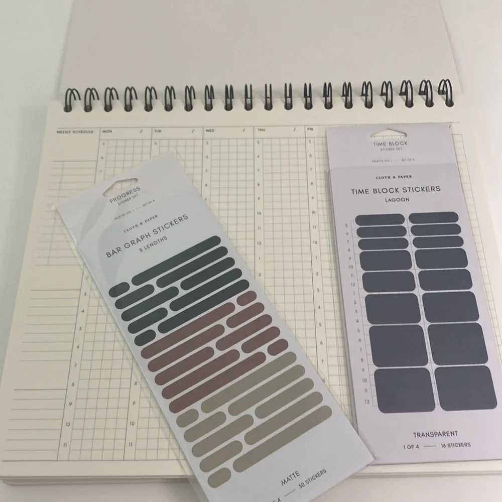 Cloth & Paper Time Block Notebook and Stickers - Picture 3 of 5